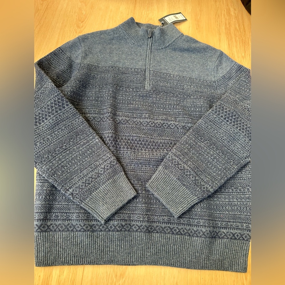 Vineyard Vines Men's Blue Patterned Zip-Up Sweater